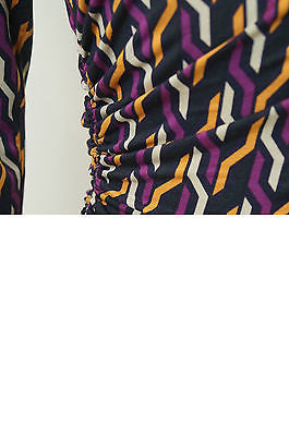 DIANE VON FURSTENBERG Purple Orange Cream Black Geometric Print Dress 8 UK12