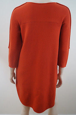 3.1 PHILLIP LIM Deep Orange Wool 3/4 Sleeve Lined Shift Mini Dress US10; UK14
