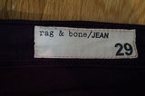 RAG & BONE Ladies Burgundy Skinny Leg Leggings Trousers Jeans Sz29