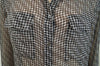 EQUIPMENT FEMME Black Cream Silk Geometric Dogtooth Print Sheer Evening Blouse M