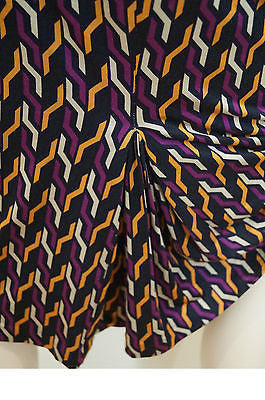 DIANE VON FURSTENBERG Purple Orange Cream Black Geometric Print Dress 8 UK12