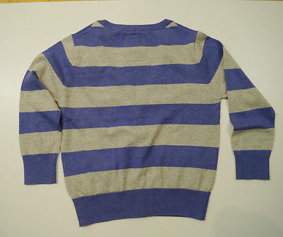 SCOTCH SHRUNK Boy's Purple & Grey Stripe Knitted Cotton V Neck Cardigan Top BNWT