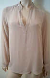 PINKO Dusky Pink & Gold Pleated Rear Collarless Long Sleeve Blouse Top UK12