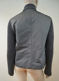 AKRIS PUNTO Grey Sheen Jacket With Wool Ribbed Sleeves & Collar Sz:40; UK12;