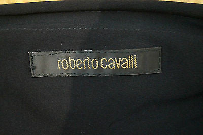 ROBERTO CAVALLI Black Silk Chiffon Detail Zipper Floral Blazer Jacket Sz:M