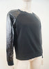 KARL LAGERFELD Women's Black Wet Look / Glossy Sleeve Sweater Top Sz: M