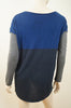 VINCE Blue & Grey Cotton Knit Block Colour Long Sleeve Jumper Sweater Top Sz: S