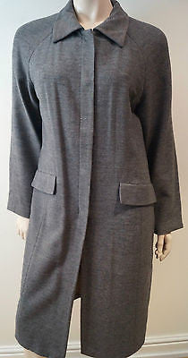 EPISODE Charcoal Grey 100% Wool Collared Concealed Fastening Winter Coat UK10