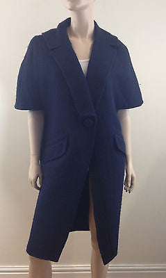 MARC JACOBS Ladies Navy & Black 100% Wool Short Sleeved Jacket Coat US4; UK8