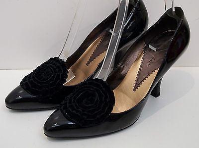 MISSONI Black Suede & Leather Patent Detail Very High Heel Platform Court Shoes