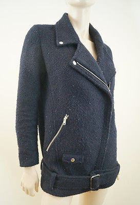 IRO Women's CARENE Cream Black Chunky Knit Long Sleeve Cardigan Jacket 42 UK14