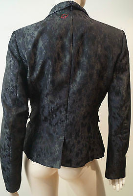 A.F. VANDERVORST Black & Charcoal Abstract Print Formal Blazer Jacket Sz40 UK10