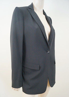 ARMANI COLLEZIONI Black Virgin Wool Stretch Formal Blazer Jacket IT44 UK12