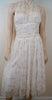 JUMP APPAREL BY WENDYE CHAITIN White & Gold Embroidery Halter Evening Dress Sz:S