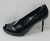 GUCCI Black Patent Leather Peep Toe High Bamboo Heel Platform Sandals  EU39.5