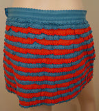 MARC JACOBS Red Blue Cotton Silk Ruffle Layered Crochet Detail Mini Skirt 6 /10