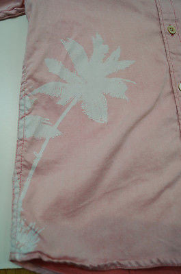 SCOTCH SHRUNK Pale Pink 100% Cottton White Palm Tree Long Sleeve Shirt Top BNWT