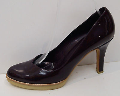 GUCCI Purple Burgundy Vernice Diamond Patent Leather High Platform Court Shoes