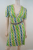 T-BAGS LOS ANGELES Bold Geometric Print Gold Tone Belted Mini Dress Sz:M