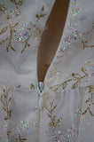 JUMP APPAREL BY WENDYE CHAITIN White & Gold Embroidery Halter Evening Dress Sz:S