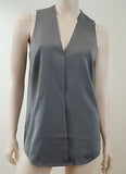 T BY ALEXANDER WANG Ladies Grey Stretch Silk Lined V Neck Sleeveless Top Sz: M