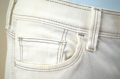 7 FOR ALL MANKIND Womens White Denim Silver Stitch Straight Leg Jeans Sz 26