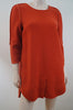 3.1 PHILLIP LIM Deep Orange Wool 3/4 Sleeve Lined Shift Mini Dress US10; UK14