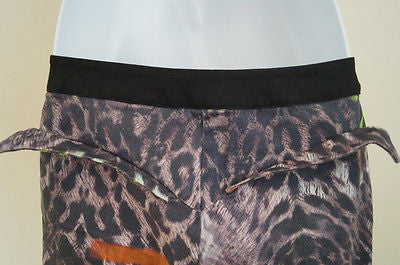 PREEN LINE Multi-Colour Animal Leopard Print Stretch Cotton Drill Trousers Pants