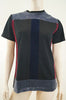 CHRISTOPHER KANE Ladies Grey Blue Black Sheer & Velvet Short Sleeve Top Sz: S