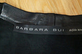 BARBARA BUI Designer Black Lamb Leather & Python Plunge V Neck Long Length Top