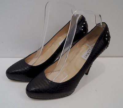 GINA Blue Gold Python Leather Peep Toe Platform High Evening Sandals Shoes UK4.5