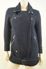 THE KOOPLES Dark Midnight Blue Wool Blend Zipper Biker Jacket Coat Sz38 UK10