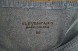 ELEVEN PARIS Ladies Basic Colors Light Blue Fine Knit V Neck Jumper Top SzM BNWT