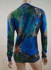 CHRISTOPHER KANE RUNWAY Blue Green Floral Print Silk / Wool Cardigan Sz:L BNWT