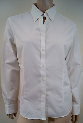 BROOKS BROTHERS White Supima Cotton Button Collar Formal Shirt Blouse Top UK10