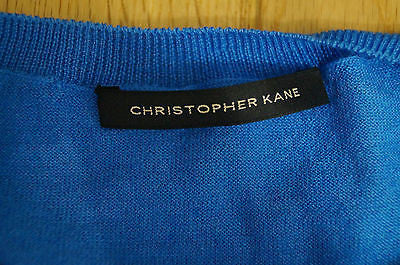 CHRISTOPHER KANE Ladies Bright Blue Silk / Wool Fine Knit Jumper Top Sz:XL