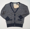 SCOTCH SHRUNK Boy's Navy & Cream Stripe Knitted Cotton V Neck Cardigan Top BNWT