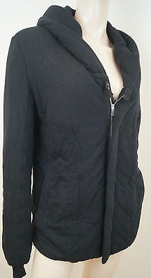 DOM & RUBY Women's Brown Leather Large Collar Fitted Zipper Biker Jacket UK14