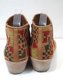 SAM EDELMAN Tan Suede & Multi Colour Embroidery Ankle Boots UK8; US10M