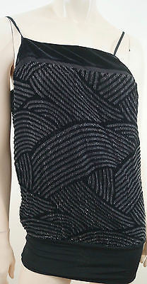 HELMUT LANG Black Sheer Cap Sleeve Drape Side Long Length Blouse Tunic Top M