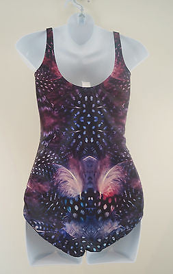 WE ARE HANDSOME Limited Edition Purple Pink Zipper Swimsuit Bathing Costume Sz:M