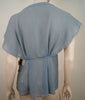 VANESSA BRUNO Pale Grey Plunge V Neck Lace Insert Cap Sleeve Top FR40 UK12