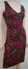 DIANE VON FURSTENBERG Khaki Pink Floral Abstract Print V Neck Sleeveless Dress