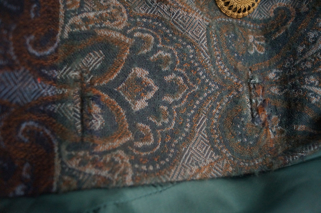 GIANFRANCO FERRE Greens Blues Wool / Cashmere Paisley Print Jacket & Scarf Sz:42