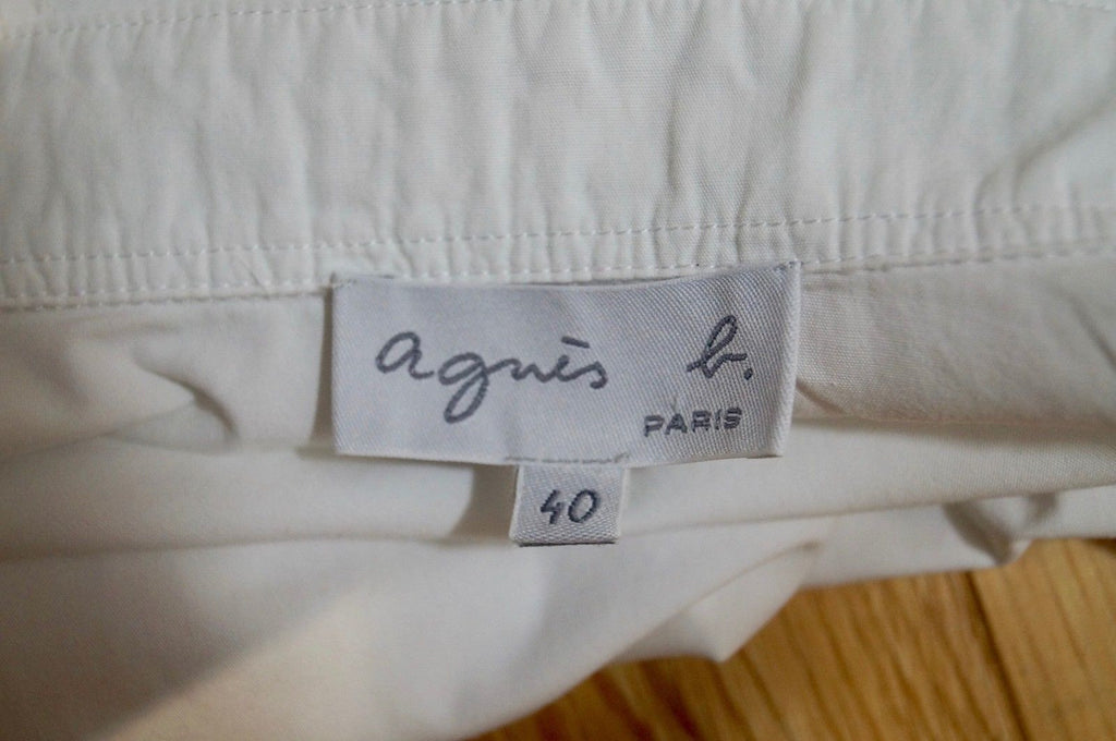 AGNES B PARIS White 100% Cotton Collared Formal Blouse Shirt Top Sz40 UK12