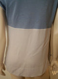 FABIANA FILIPPI Blue & Cream 100% Cotton Round Neck Short Sleeve Top UK12