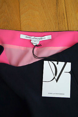 DVF DIANE VON FURSTENBERG ELLEY Navy & Pink Short Mini Party Skirt BNWT US8 UK12