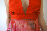 BORHAM BASMA UK Designer Red Silk Fitted Halter Neck Backless Party Top XS