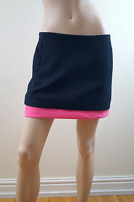 DVF DIANE VON FURSTENBERG ELLEY Navy & Pink Short Mini Party Skirt BNWT US8 UK12