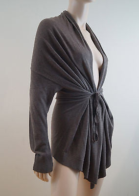 AMINA RUBINACCI Grey Wool Blend Textured Zip Hemline Jumper Sweater Top I42 UK10